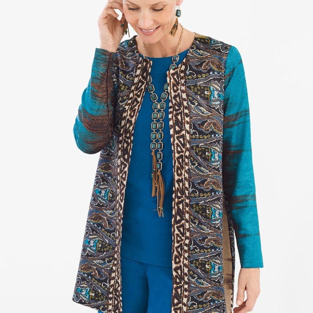 Chico's Crushed Paisley jacket, travelers collection